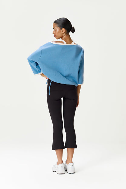 Pamela Cotton Cinch Sweatshirt in Cornflower Blue