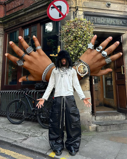 Matte Coated Big Pocket Cargo Pants