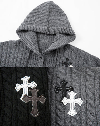 Hooded Cable Knit Streetwear Sweatshirt