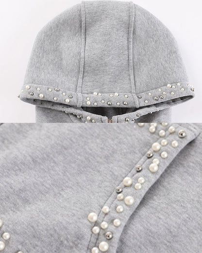 New Year New Studded Zip Hoodie