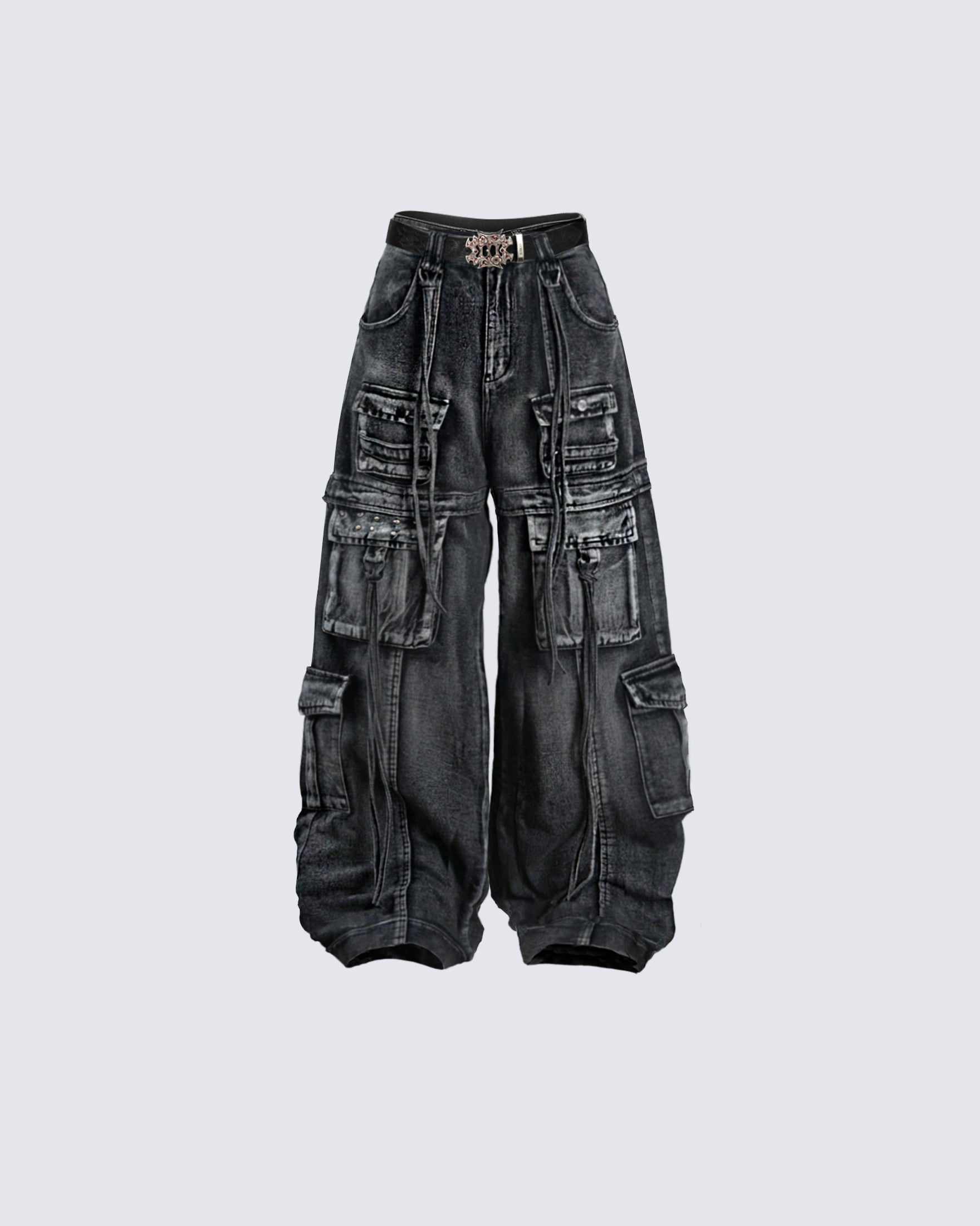 Vintage Multi-Pocket Denim Cargo Pants