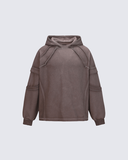 Washed Stitch Detail Oversized Hoodie