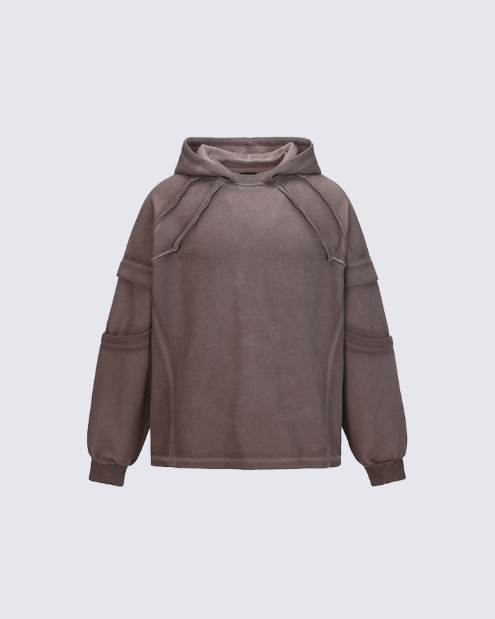 Washed Stitch Detail Oversized Hoodie
