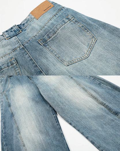 Vintage Washed Wide-Leg Denim Jeans