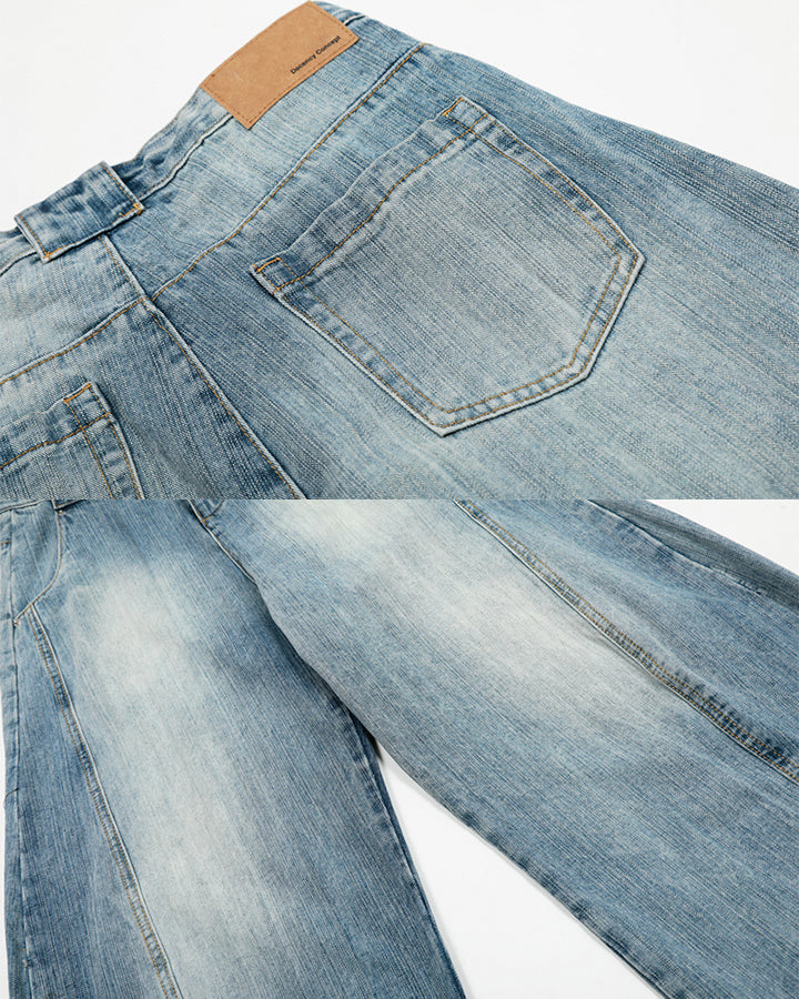 Vintage Washed Wide-Leg Denim Jeans