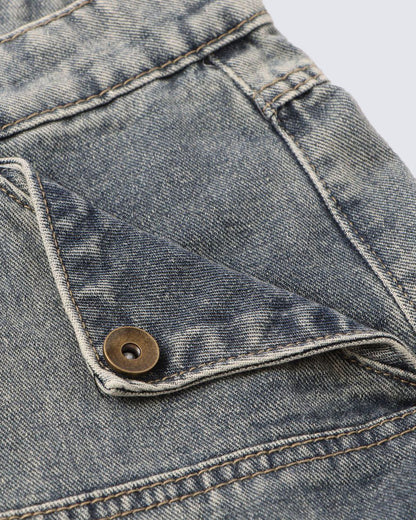 Vintage Deconstructed Patchwork Distressed Denim Jeans