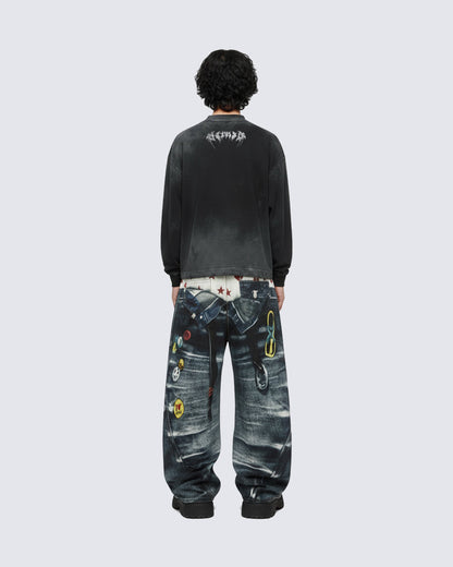 KIIKIO Vintage Washed Graphic Long-Sleeve Tee