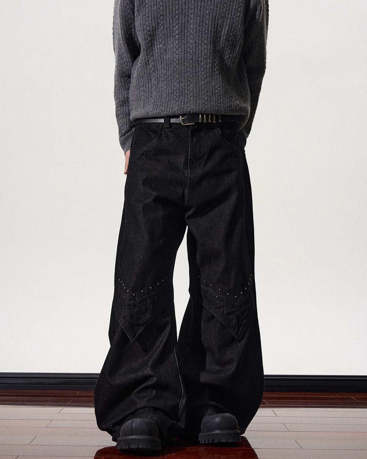 Vintage Casual Denim with Studded Details