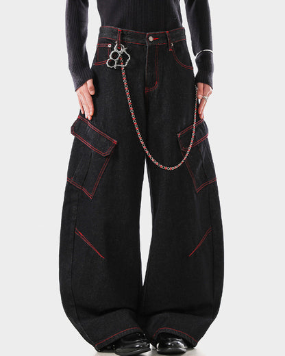 American Vintage Contrast Stitch Washed Denim Jeans