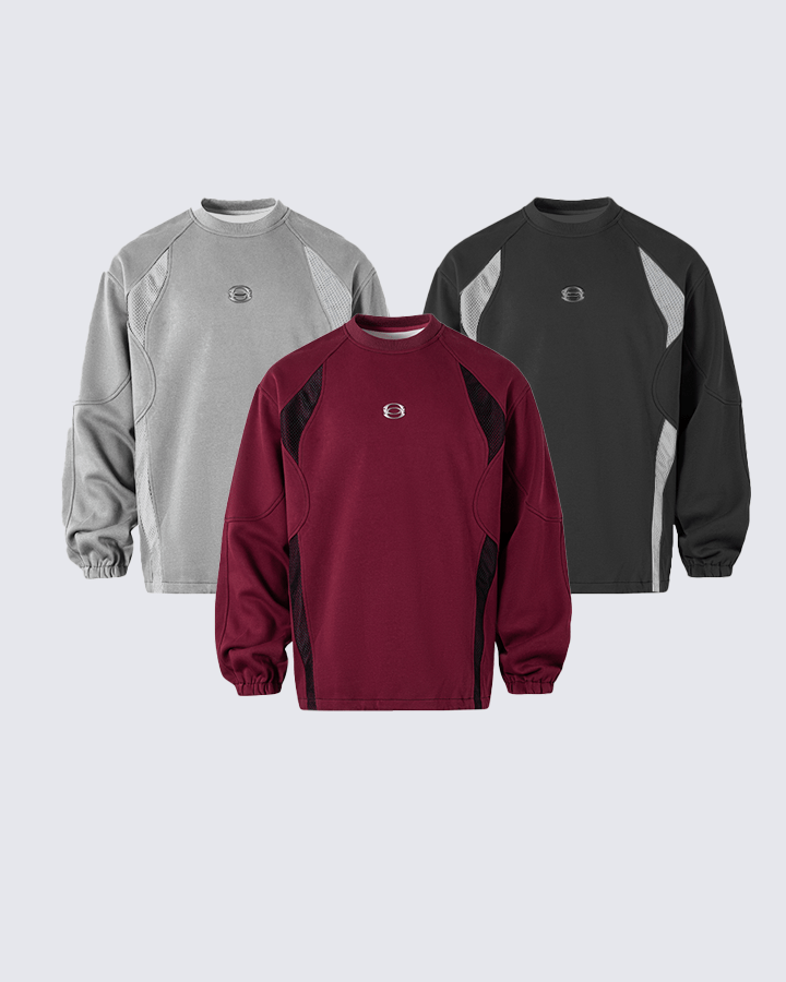 Tech Panel Mesh-Patchwork Sweatshirt