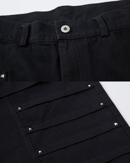 Riveted Pleated Wide-Leg Pants