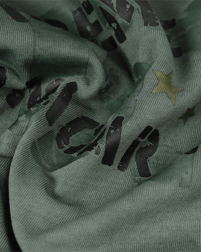 Retro Letter Distressed Hooded Sweatshirt