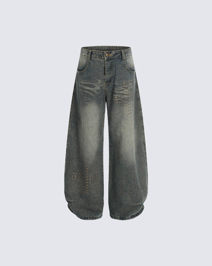 American Rivet Deconstructed Washed Jeans