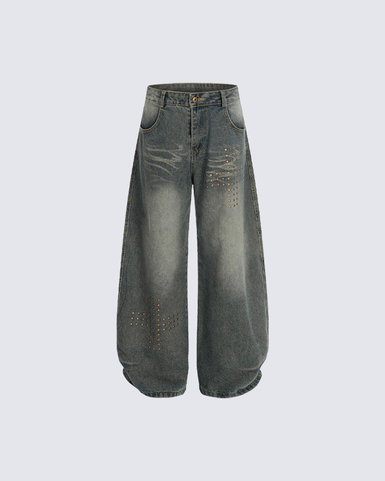 American Rivet Deconstructed Washed Jeans