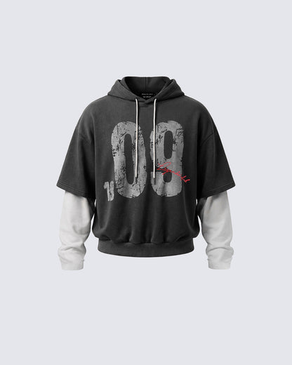 Layered Jersey Hoodie