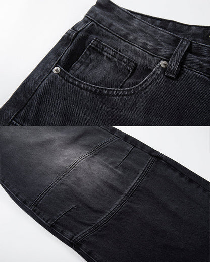 Deconstructed Patchwork Raw-Edge Wide-Leg Pants