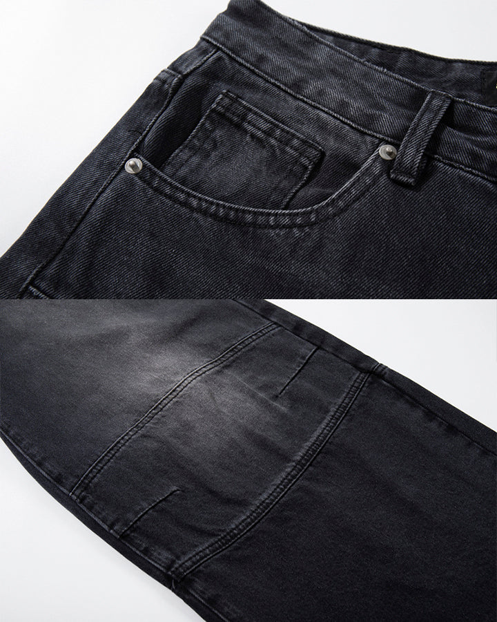 Deconstructed Patchwork Raw-Edge Wide-Leg Pants