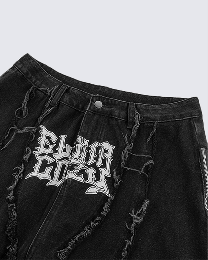 Gothic Spiral Distressed Convertible Jeans