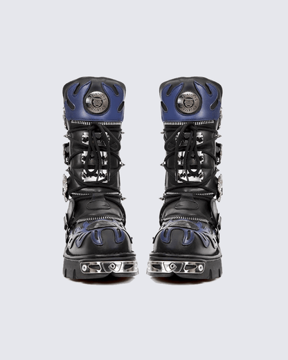 Flame Buckle Decor Gothic Combat Platform Boots