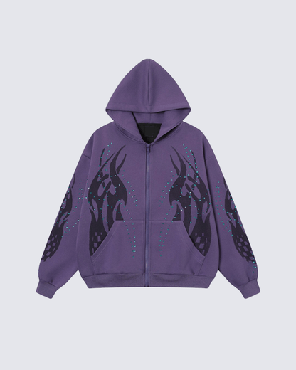 Rhinestone Flame Graphic Hoodie