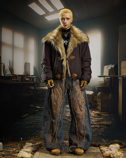 Heavy Deconstructed Washed Jeans
