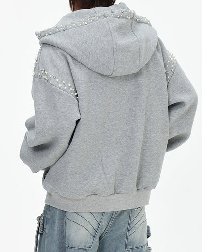 New Year New Studded Zip Hoodie