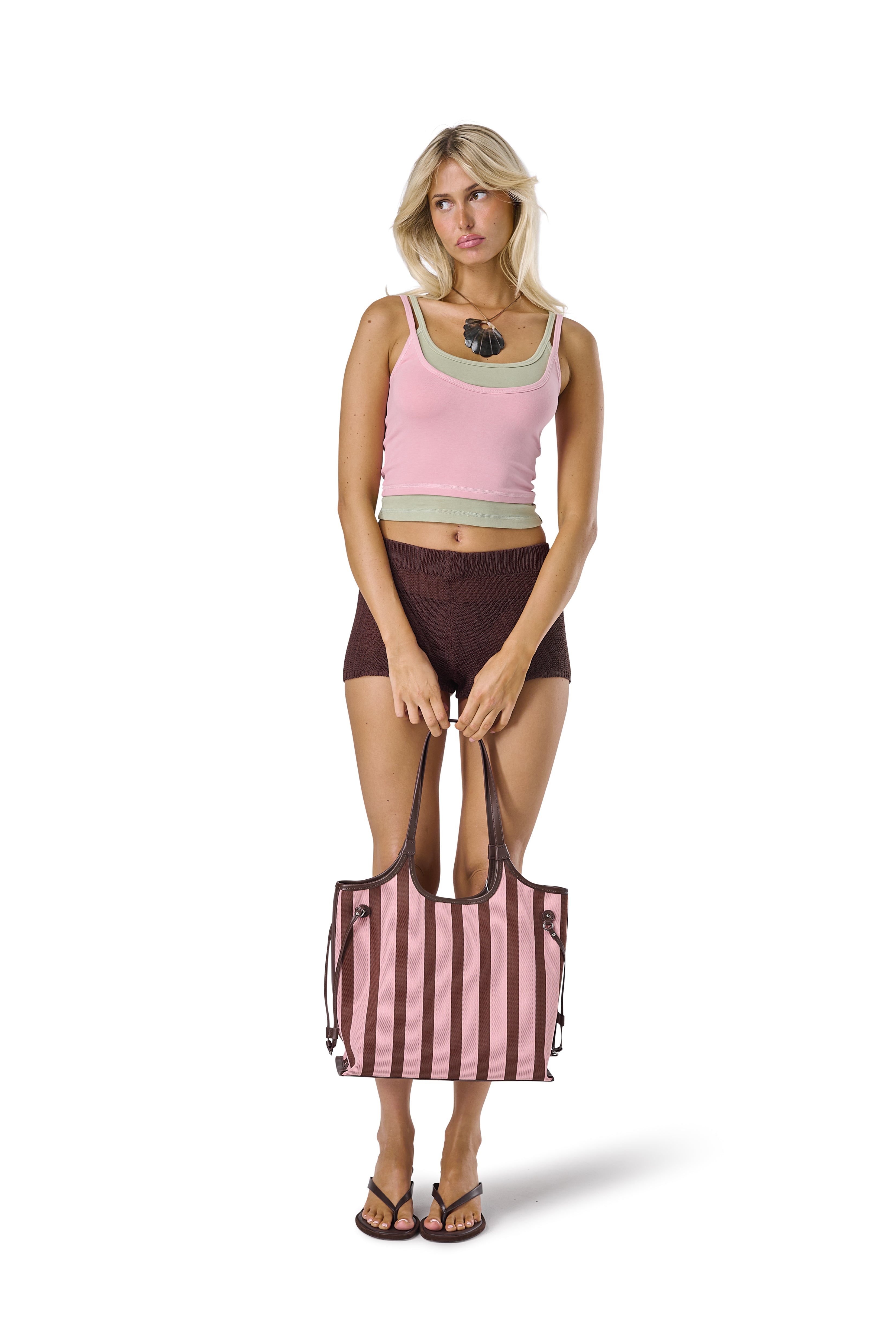 Augustine Stripe Tote in Pink