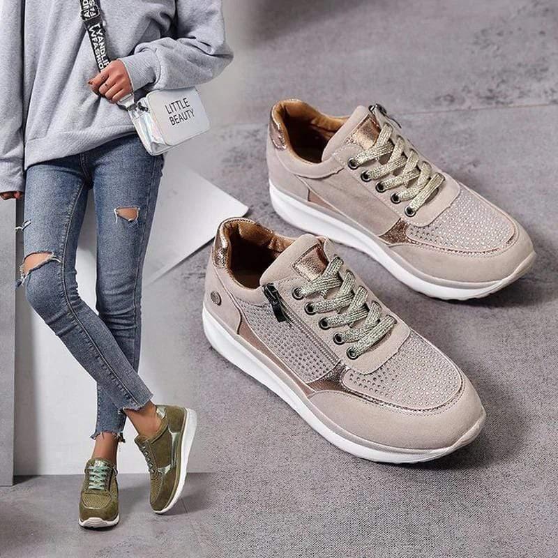 Bunion Sneakers for Women — Platform, Memory Foam, Zipper, Wide Fit