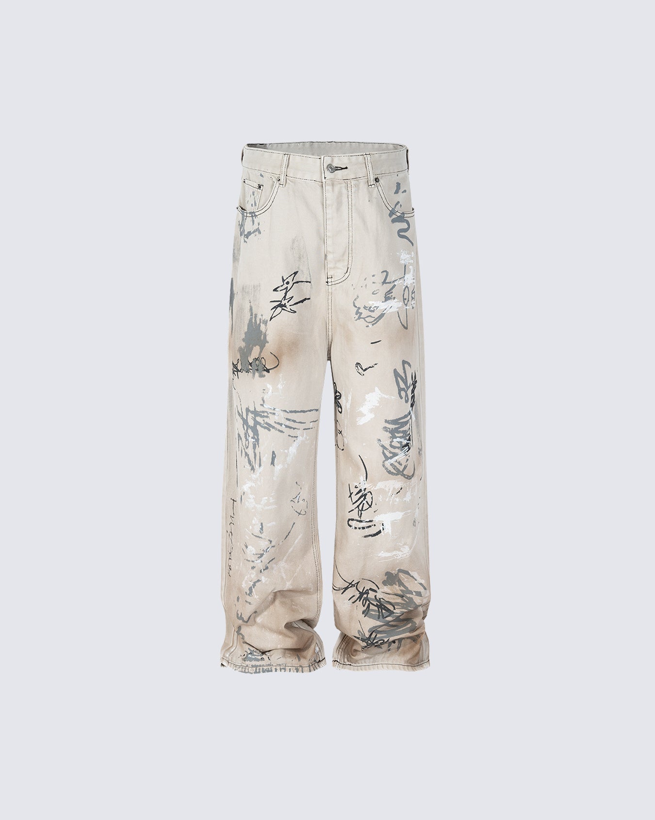 Hand-painted Graffiti Distressed Denim Jeans