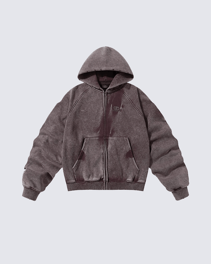 Vintage Washed Oversized Zip-Up Hoodie
