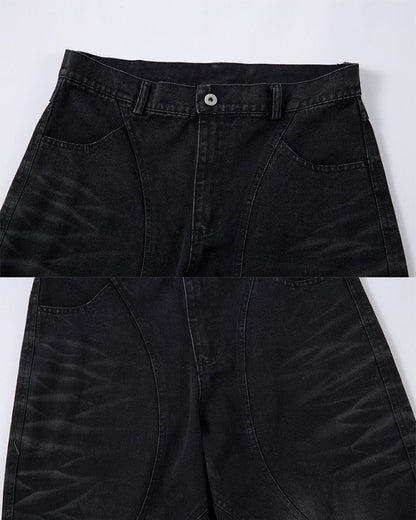 Deconstructed Washed Denim Pants
