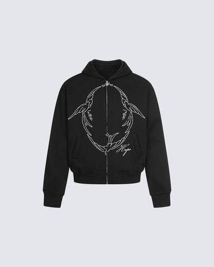 Design Niche Printed Zip-Up Hoodie