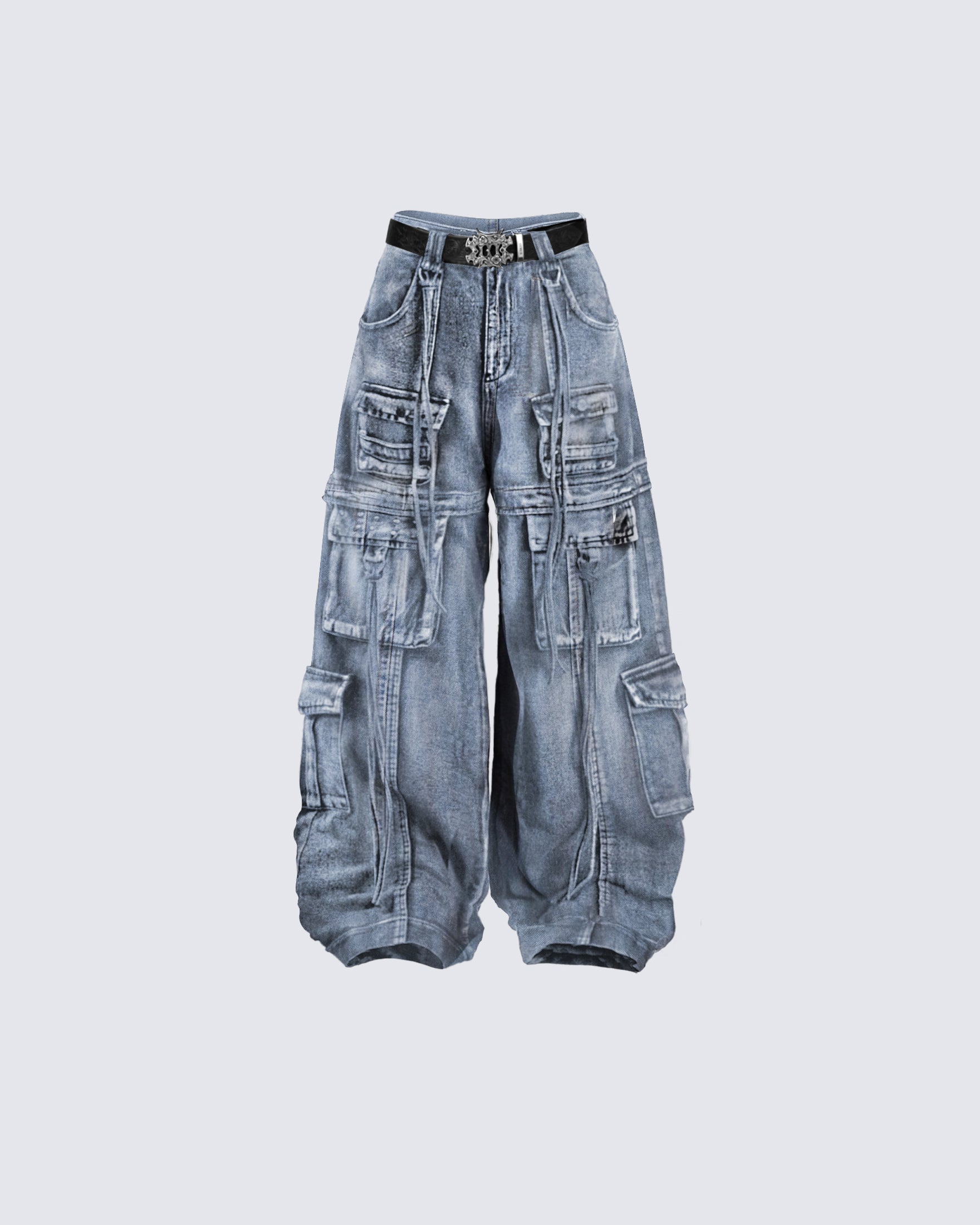 Vintage Multi-Pocket Denim Cargo Pants