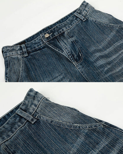 Washed Whisker Wide-Leg Jeans