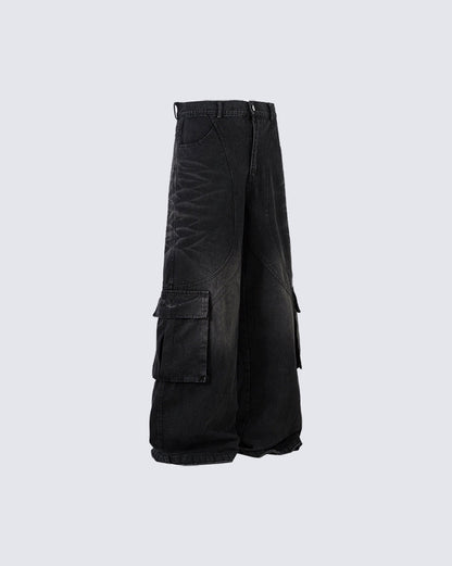 Deconstructed Washed Denim Pants