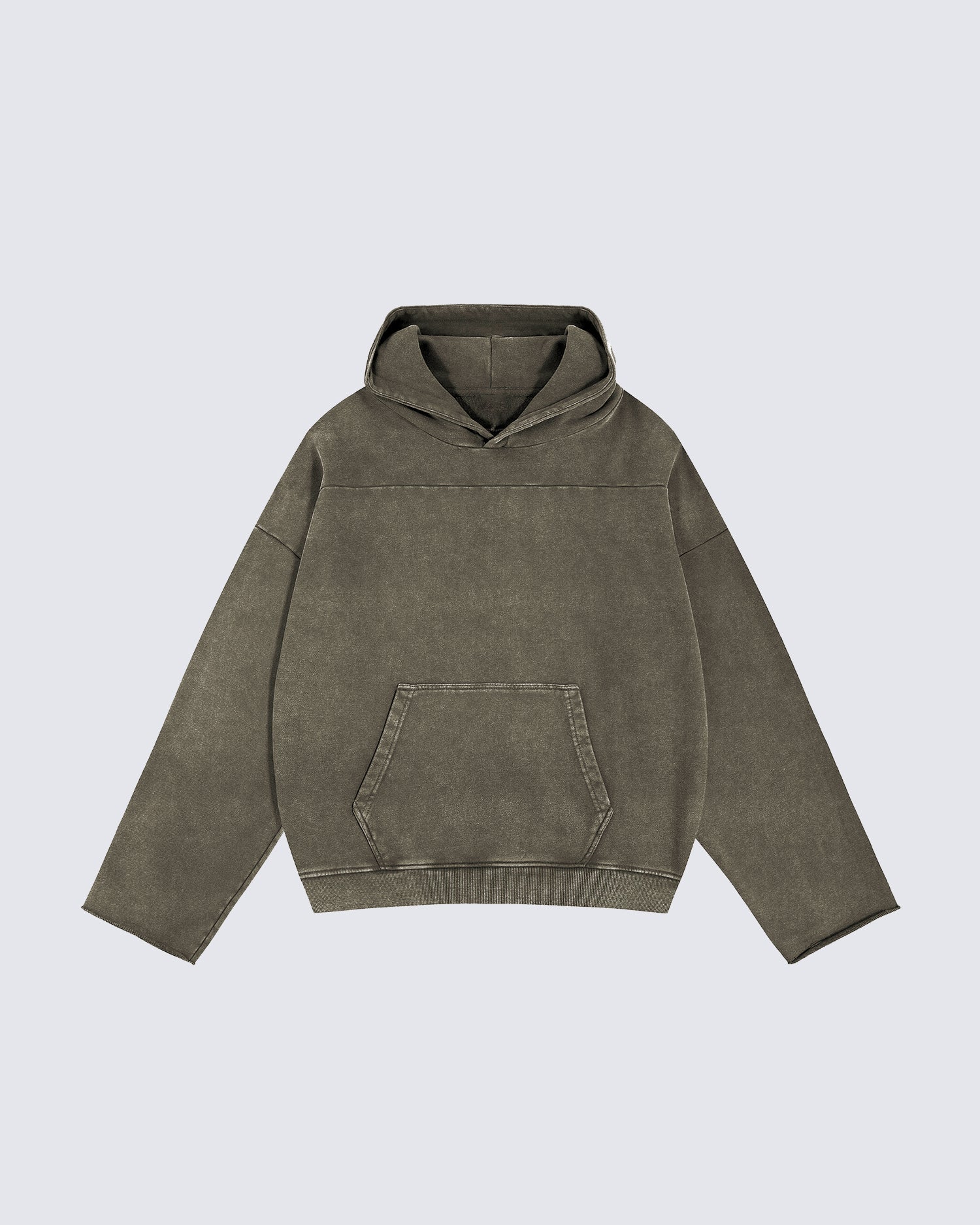 Washed Split-Panel Frayed Hoodie