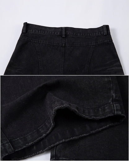 Deconstructed Washed Denim Pants