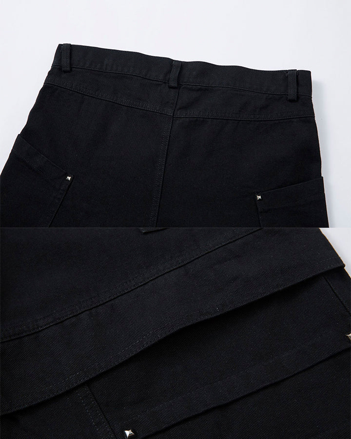Riveted Pleated Wide-Leg Pants
