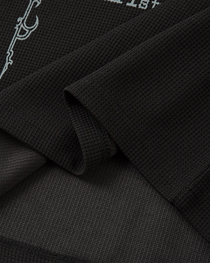 Gothic Double Sleeve Polo with Barbed Quote Print