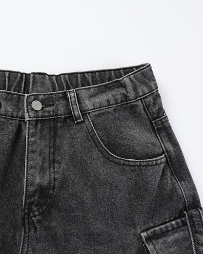Retro Multi-Pocket Cargo Denim Pants
