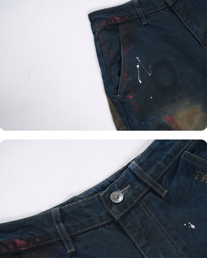 New Camouflage Washed Curved Straight-Leg Pants