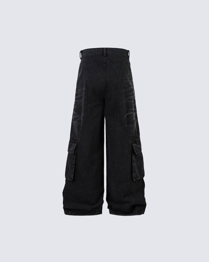 Deconstructed Washed Denim Pants