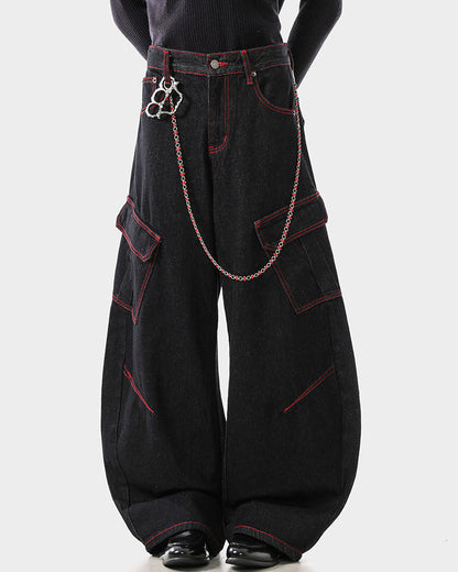 American Vintage Contrast Stitch Washed Denim Jeans