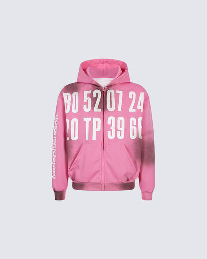 Spray-Dyed Distressed Zip-Up Hoodie