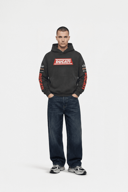 Ducati Racing Heritage Oversized Hoodie - Vintage Black Acid Wash