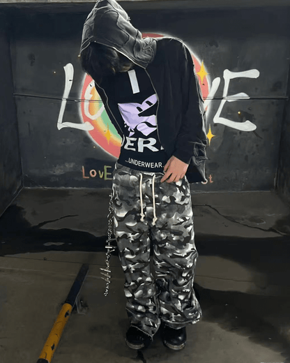 Stacked Camo Streetwear Drawstring Pants
