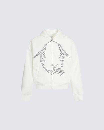 Design Niche Printed Zip-Up Hoodie