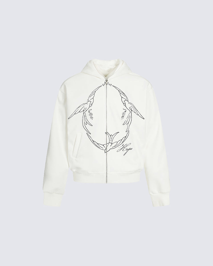 Design Niche Printed Zip-Up Hoodie