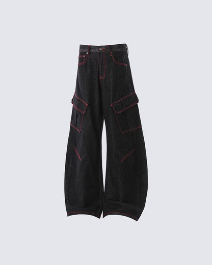 American Vintage Contrast Stitch Washed Denim Jeans
