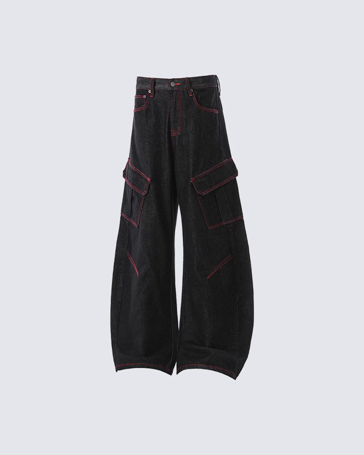 American Vintage Contrast Stitch Washed Denim Jeans
